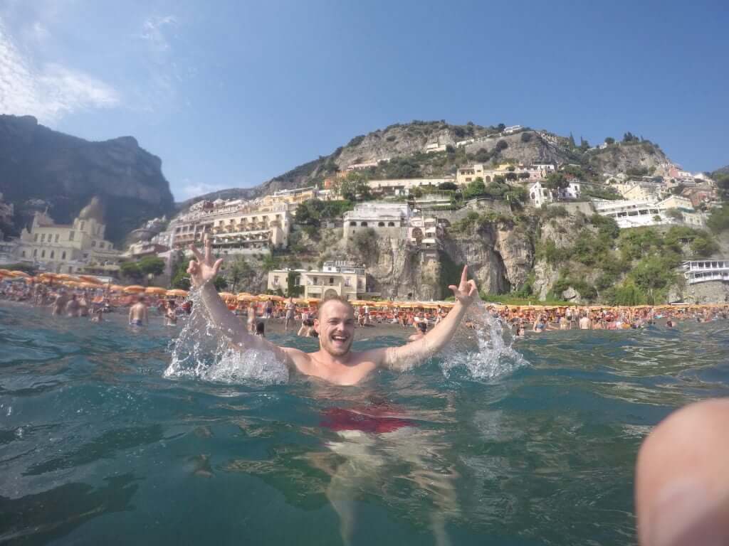Swimming near Mount Vesuvius