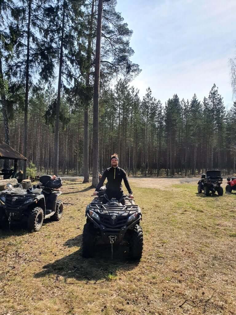 ATV in forest clearing
