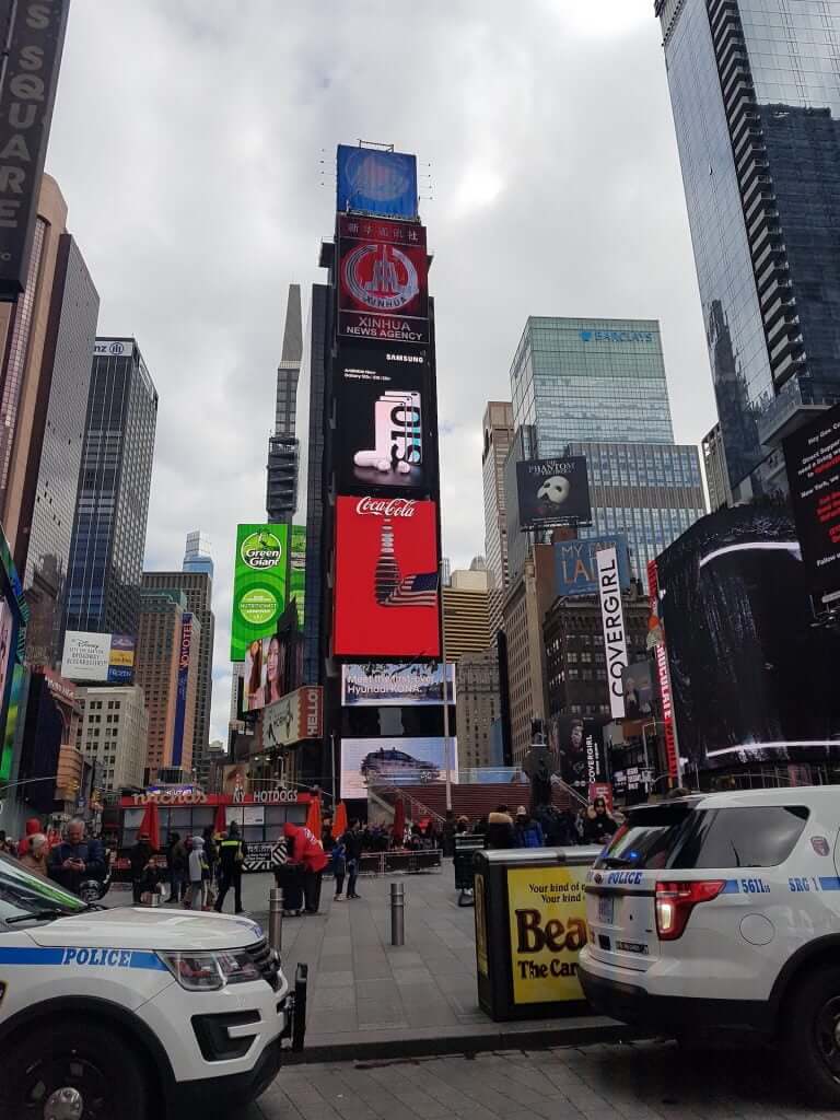 Time Square with police presence