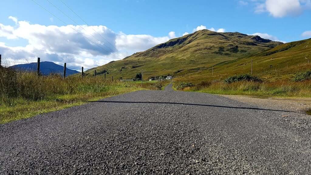 Scottish road with hills
