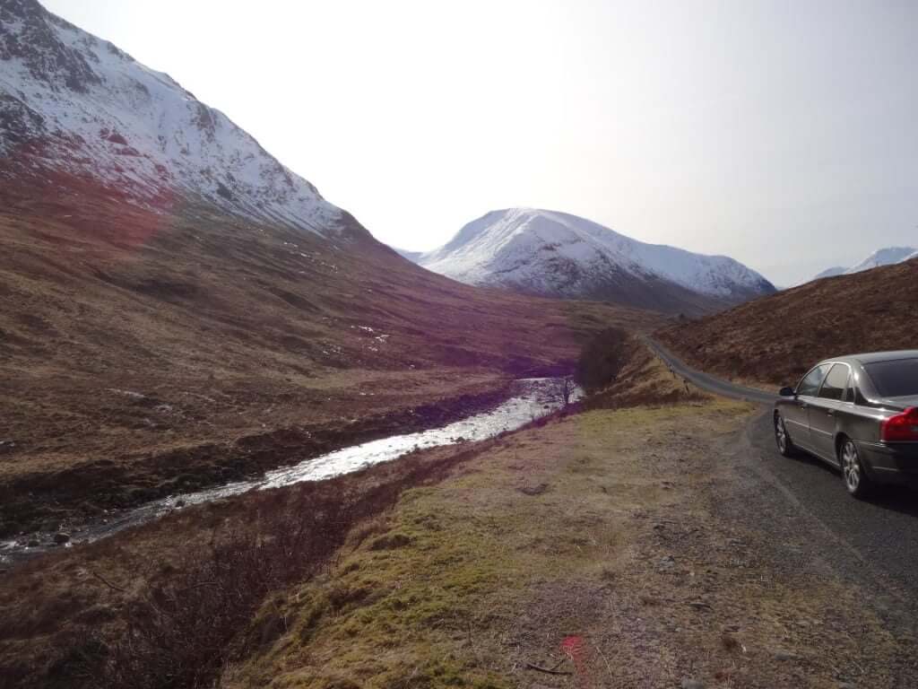 Scottish road through mountains