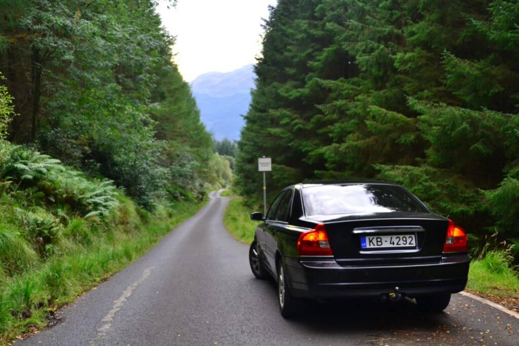 Scottish passing way on narrow road