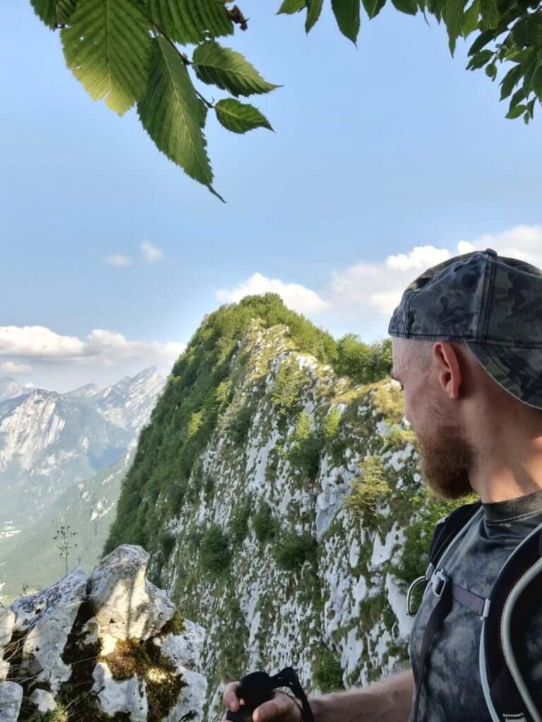 Cliffside hiking path with mountain views