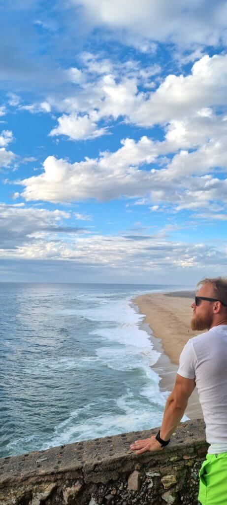 Nazare seaside in the background