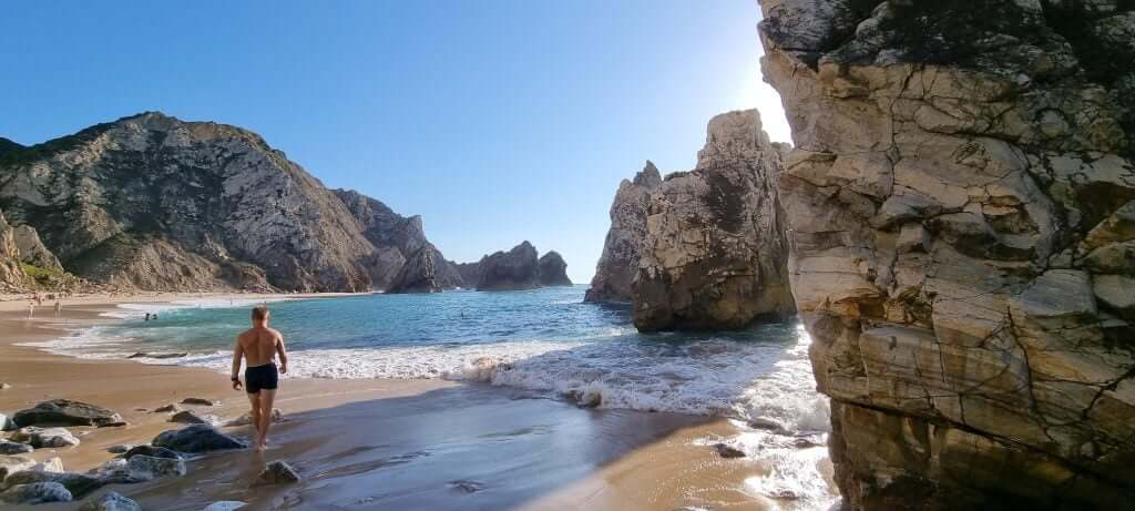 Cave view at Praia da Ursa