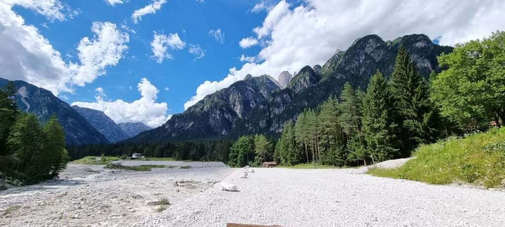 Valley view with river and forest