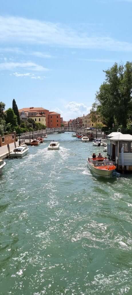 Venice waterway with tourist boats